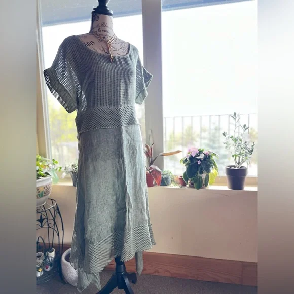 chinese dress ladies August Night Linen Dress
